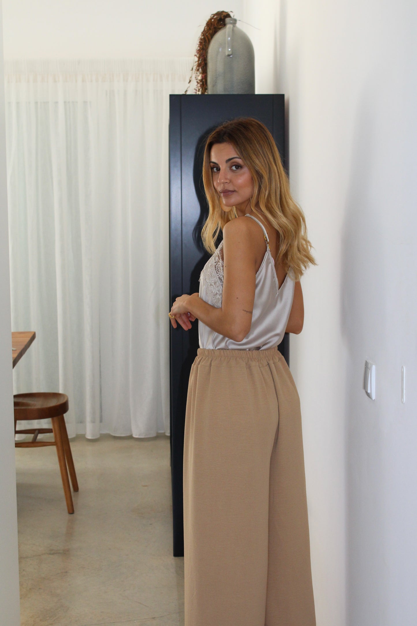 Top estilo lingerie - champanhe