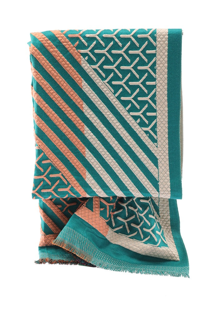 Echarpe estampado geométrico - verde