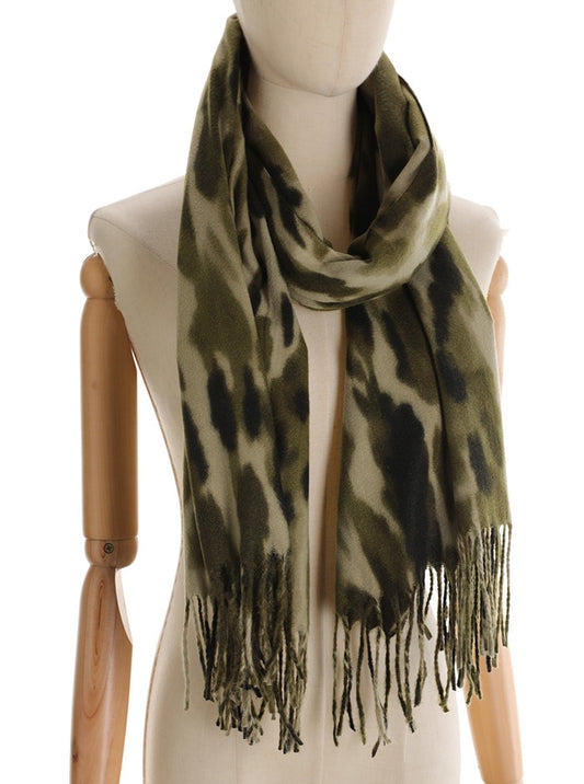 Echarpe animal print - verde seco
